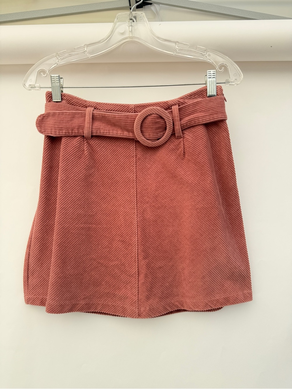 Vintage pink corduroy mini skirt 26”